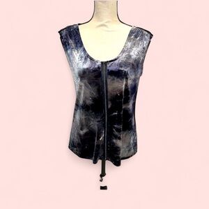 Rock & Republic crushed velvet metallic Y2K sleeveless top lace trim whimsigoth